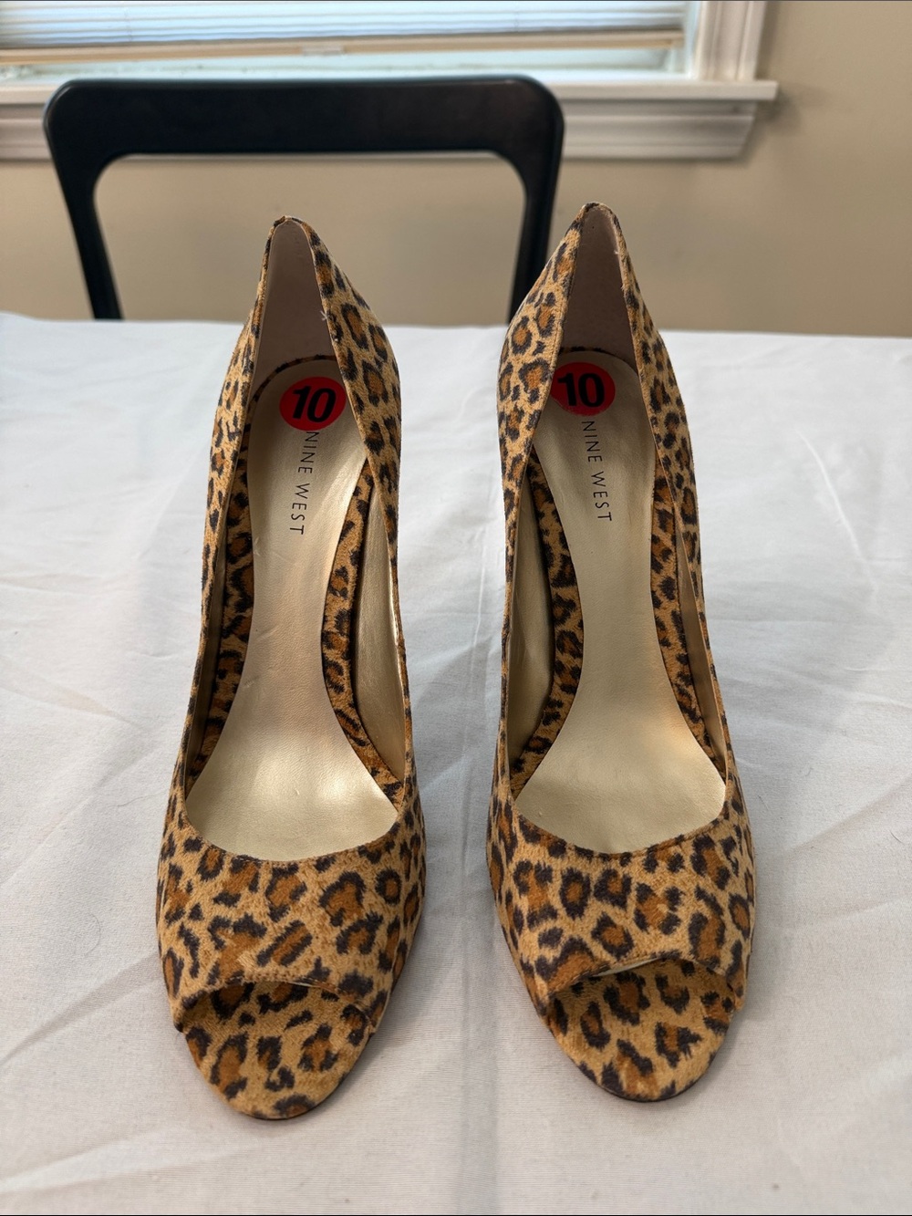 Nine West Leopard Print Peep-Toe Pumps - Brown and Black